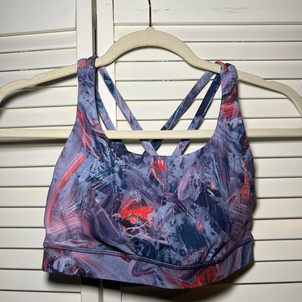 Lululemon Athletica Blue and Red Longline Sports Bra